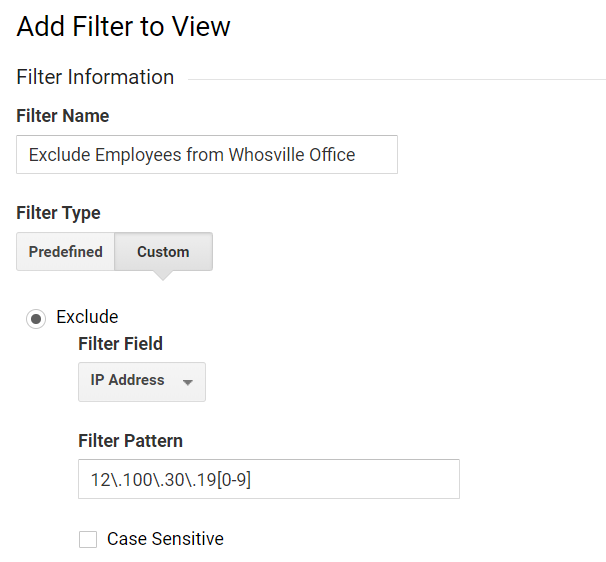 ip address range filter in google analytics