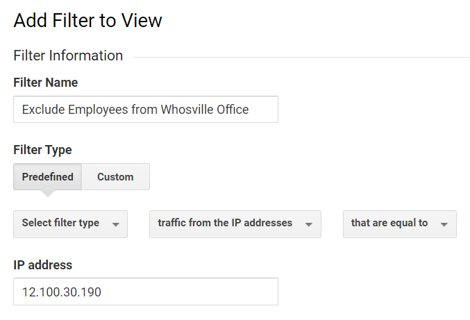 ip address filter in Google Analytics