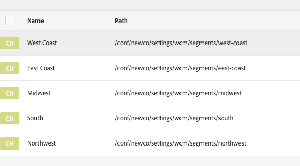 examples of location segments in Adobe Experience Manager