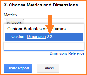 Menu for adding custom dimensions to a Google Sheets GA Add-On report Menu for adding custom dimensions to a Google Sheets GA Add-On report