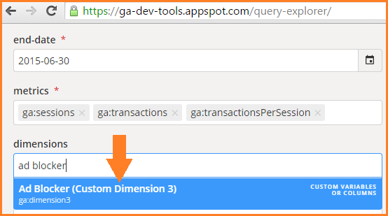 GA Query Explorer and the selection of custom dimensions GA Query Explorer and the selection of custom dimensions