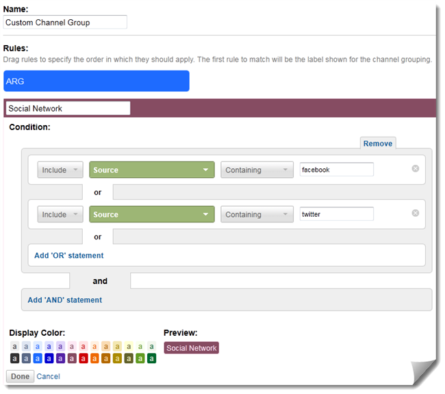 Custom Channel Grouping