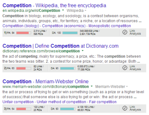 Check link competition in the SERPs Check link competition in the SERPs