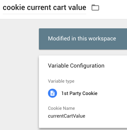 {{cookie current cart value}} in GTM
