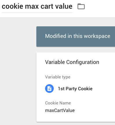 {{cookie max cart value}} in GTM