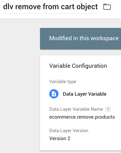 {{dlv remove from cart object}} in GTM