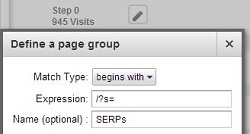 The page group definition dialog box