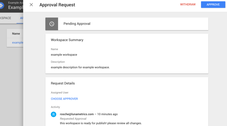 Approval request example Approval request example