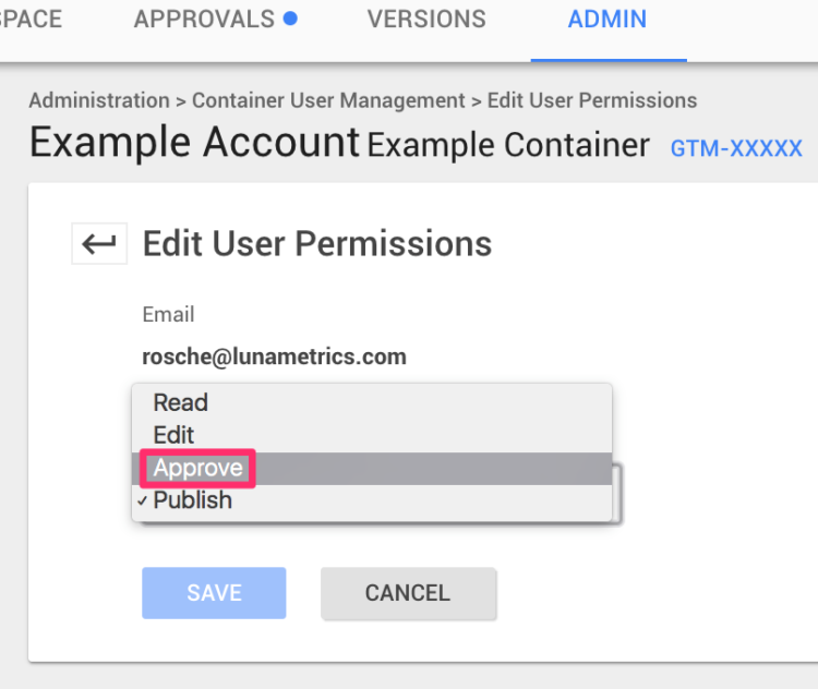 New GTM permissions