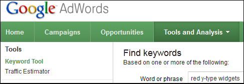 AdWords Keyword Tool