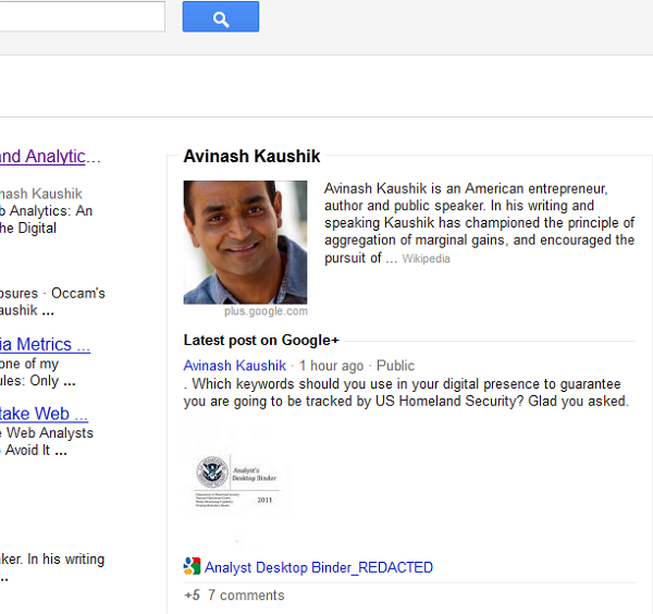 Avinash-Knowledge-Graph-Search-Results