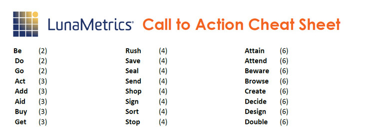 Call To Action Cheat Sheet Call To Action Cheat Sheet