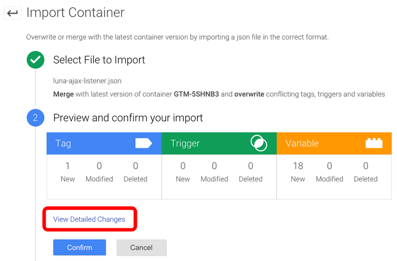 GTM Import Changes GTM Import Changes