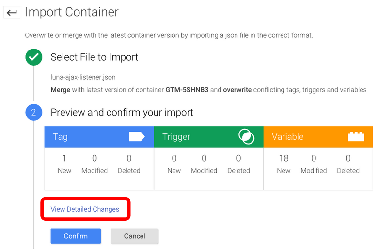 GTM Import Changes