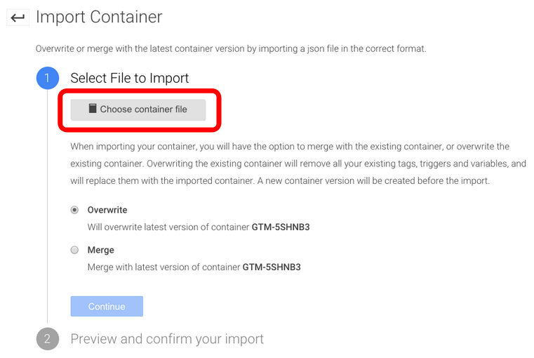 GTM Import JSON File