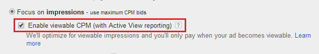 Google AdWords Active View CPM Bidding