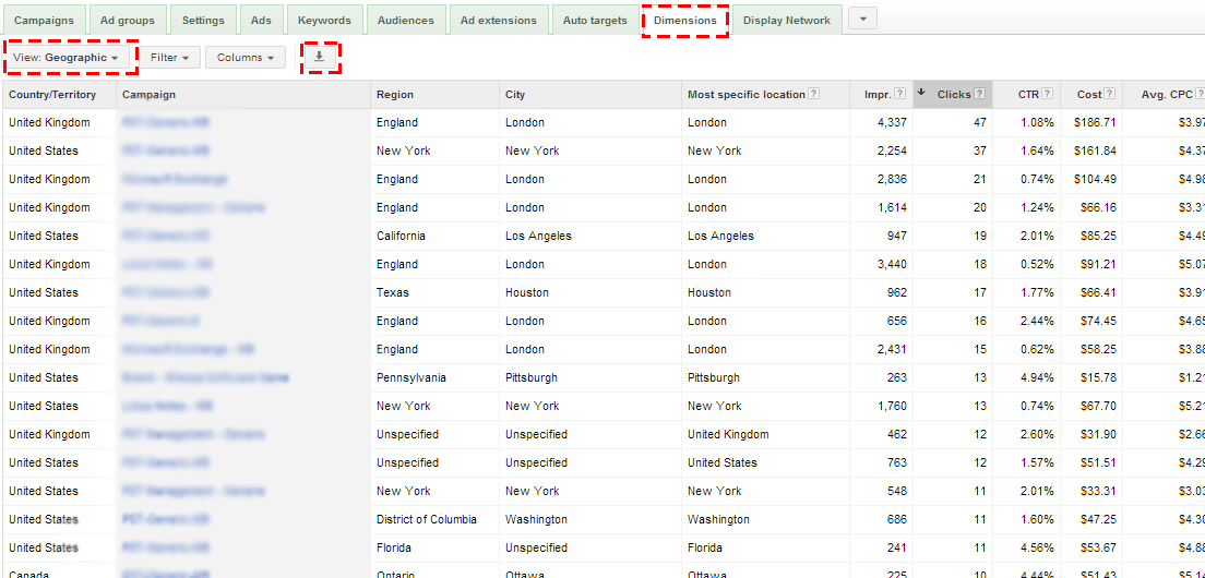 Where to find the AdWords geographic report Where to find the AdWords geographic report