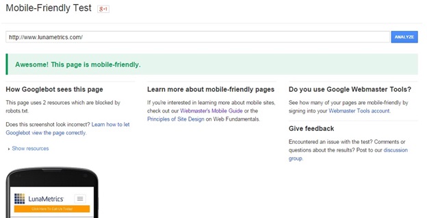 Mobile Friendly Test