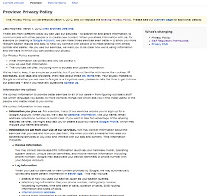 New Privacy Policy Screenshot New Privacy Policy Screenshot