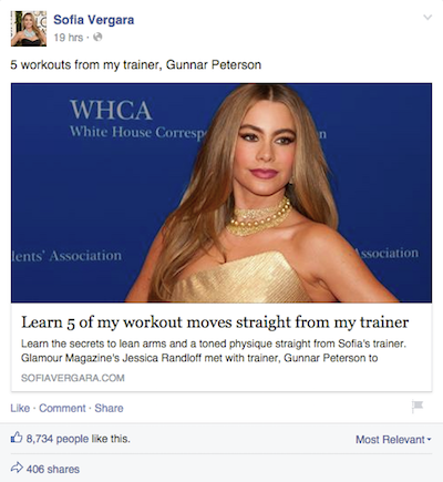 Sofia Vergara's Facebook Post Sofia Vergara's Facebook Post