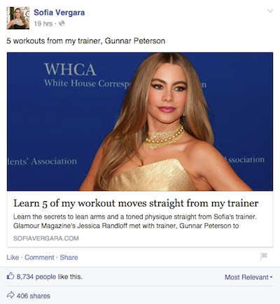 Sofia Vergara's Facebook Post