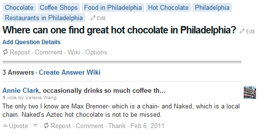 Quora Coffee Shops