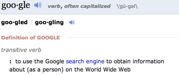 Definition: to google