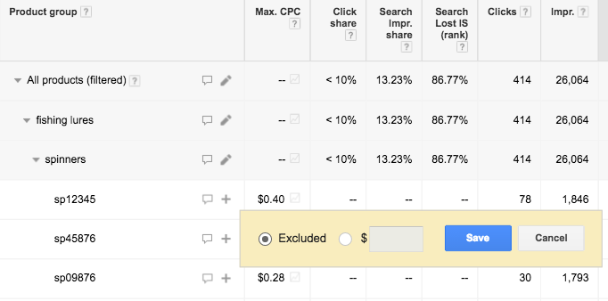 exclude products from shopping campaigns