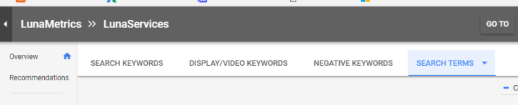 AdWords search term reporting