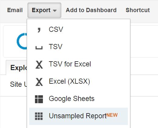 Unsampled Report Export Feature Unsampled Report Export Feature