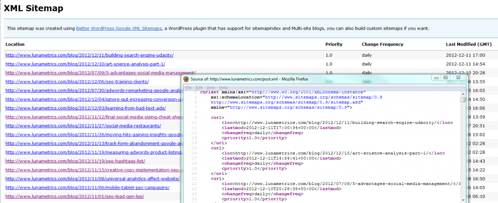 XML Sitemap and Source Code