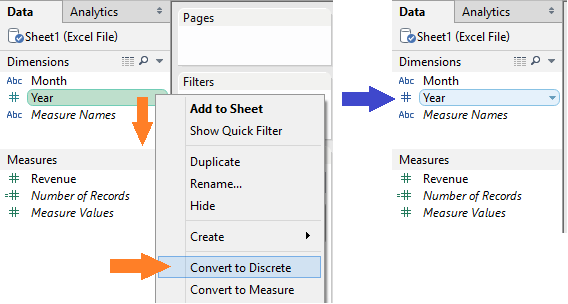 Tableau dimension converted to discrete Tableau dimension converted to discrete