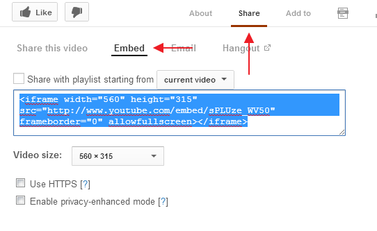 YouTube-Embed-Code-Location