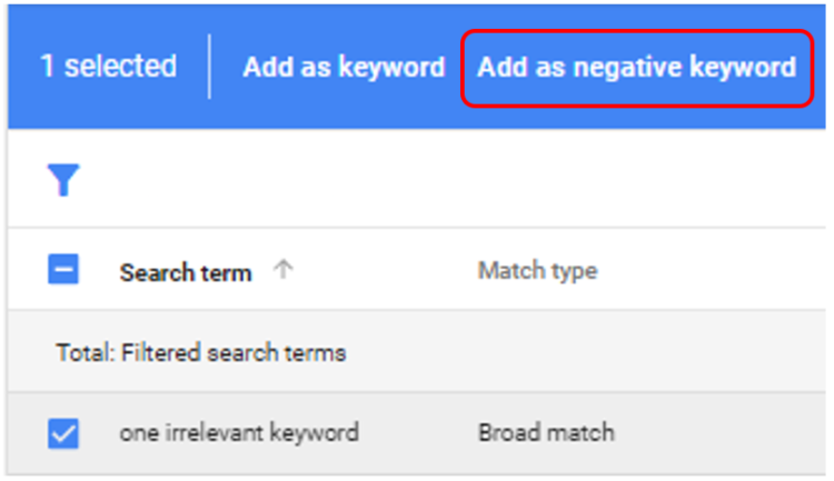 How to Add Negative Keyword