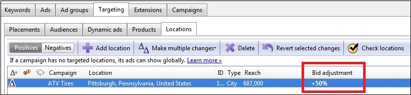 adwords editor 10.0 location adjustment