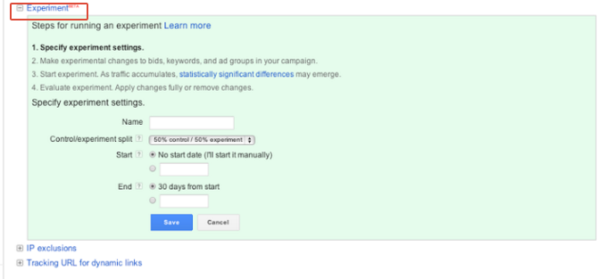 adwords experiments