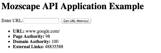 URL Metrics for Google