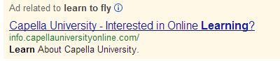 Poorly targeted PPC ad