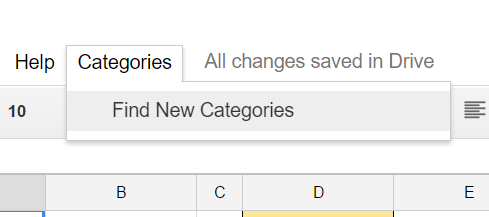 Find New Categories Drop Down