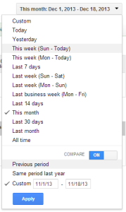 google adwords comparison report