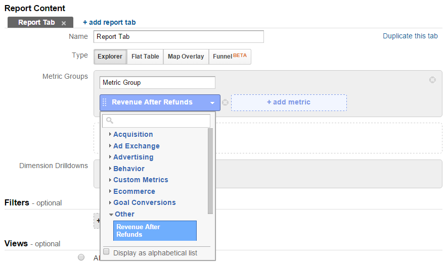 calculated metrics in custom reports