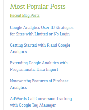 Google Analytics-Fed Sidebar Google Analytics-Fed Sidebar