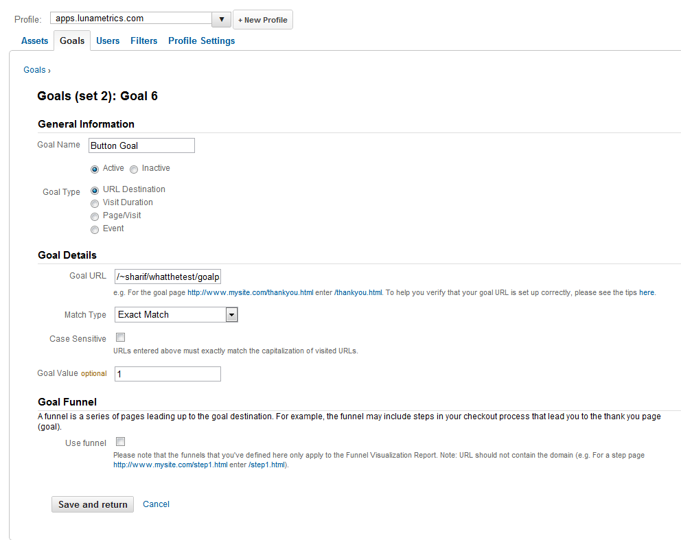 Google Analytics Content Experiments Screen 8 Google Analytics Content Experiments Screen 8