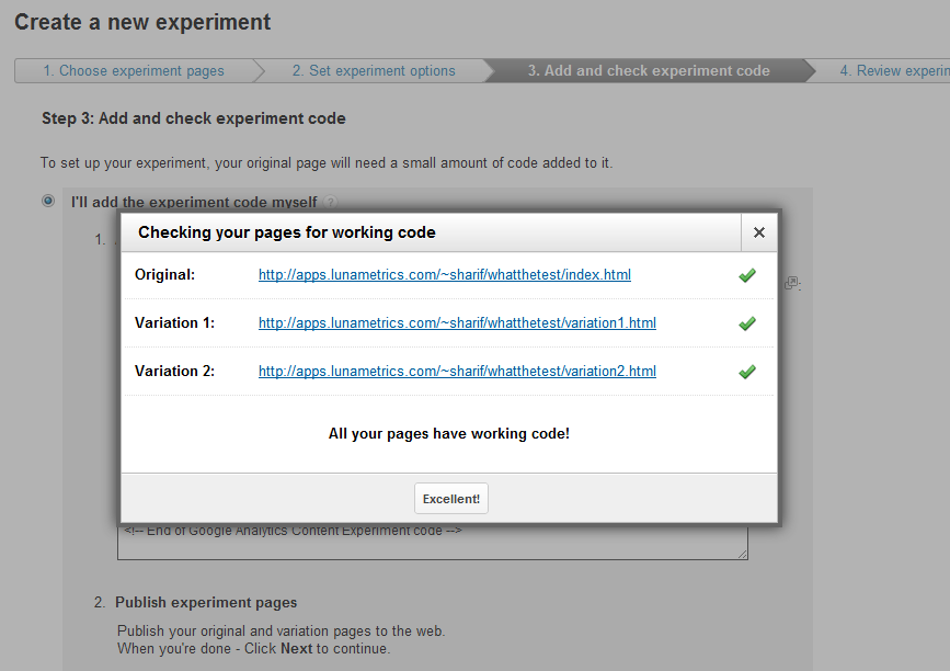 Google Analytics Content Experiments Screen 12 Google Analytics Content Experiments Screen 12