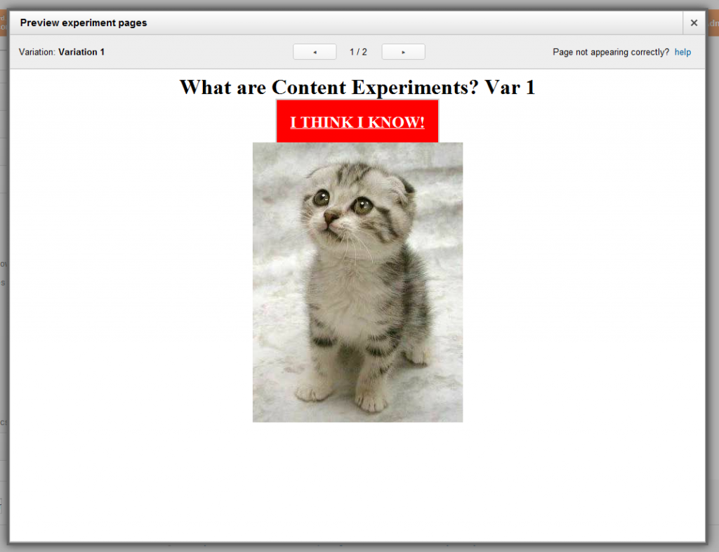 Google Analytics Content Experiments Screen 14 Google Analytics Content Experiments Screen 14