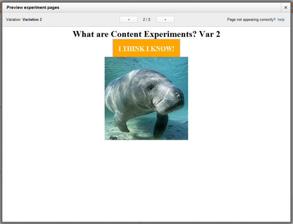 Google Analytics Content Experiments Screen 15