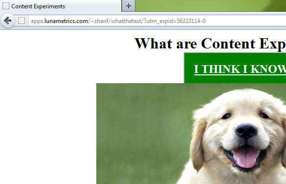 Google Analytics Content Experiments Screen 18 Google Analytics Content Experiments Screen 18