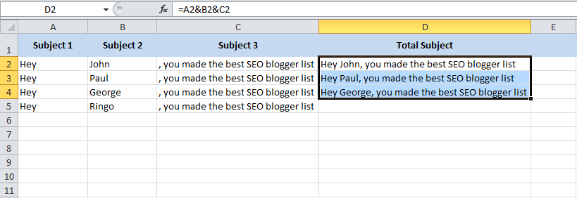 Combining columns in Excel