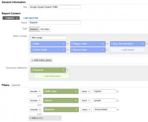 Custom Report - Google Organic Search Traffic