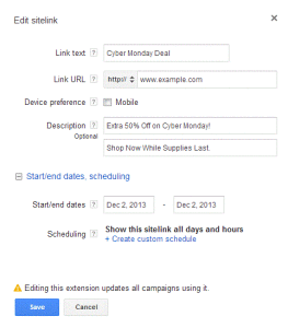 cyber monday sitelink example